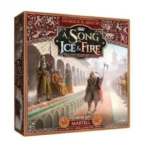  Maison Martell Starter Set VF vous permettra de règner sur le désert, les plaines et les badlands du sud de Westeros sous la bannière des Lanciers du Soleil.