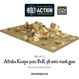 Afrika Korps 5cm PaK 38 anti-tank gun Contient 1 canon antichar en métal et 3 membres d'équipage.
