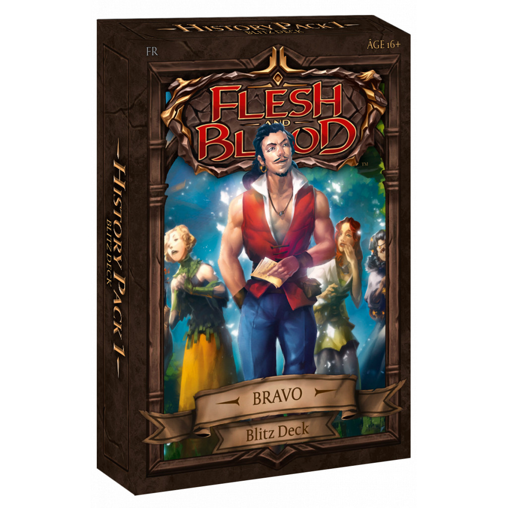 Découvrez Flesh and Blood avec le Deck Blitz Bravo, le puissant Gardien ,l'un des 6 héros emblématique du jeu Flesh and Blood