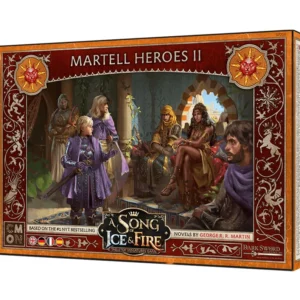 Héros Martell 2 est une nouvelle boite de héros , leur blason représente une lance d'or transperçant un soleil rouge sur un fond orange,