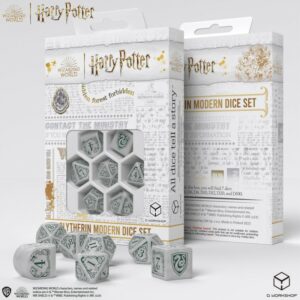 Ne loupez pas une occasion d'acquérir ce Set de Dés Modernes Harry Potter -Serpentard blanc disponible en quantité très limitée 