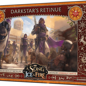 Martell Darkstar's Retinue est une nouvelle boite d'unité, leur blason représente une lance d'or transperçant un soleil rouge sur un fond orange,