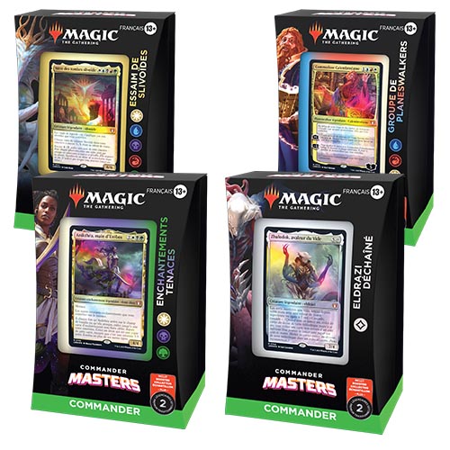 Découvrez la nouvelle extension de Magic the Gathering avec Lot de 4 commanders Commander Masters VF composé de cartes aux illustrations magnifiques