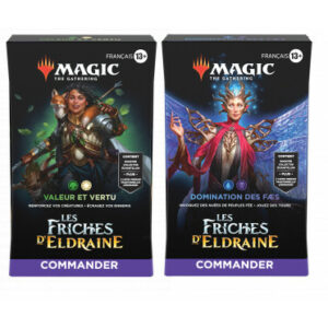 Découvrez la nouvelle extension de Magic the Gathering avec LES FRICHES D'ELDRAINE Lot des 2 Decks Commander composé de cartes aux illustrations magnifiques