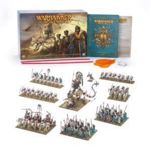 Decouvrez The Old World : Starter Tomb Kings of Khemri qui contient tout ce que vous aurez besoin pour repandre la mort sur les terres du Vieux monde