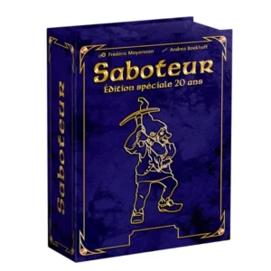 Saboteur - 20 ans est une nouvelle édition du jeu saboteur, le jeu de bluff, dès 8 ans, de 2 à 12 joueurs, pour des parties de 45 minutes.