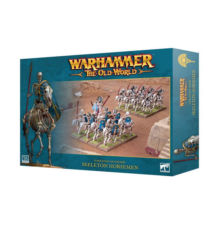 Découvrez les nouvelles sorties de Games Workshop avec la superbe boite d'OLD WORLD TOMB KING OF KHEMRI : SKELETON HORSEMEN, dans votre boutique !