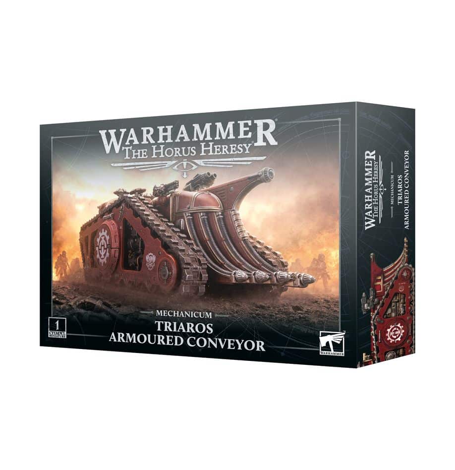 Découvrez la nouvelle boite Horus Heresy Mechanicum Triaros Armoured Conveyor pour jouer les humains à Horus Heresy