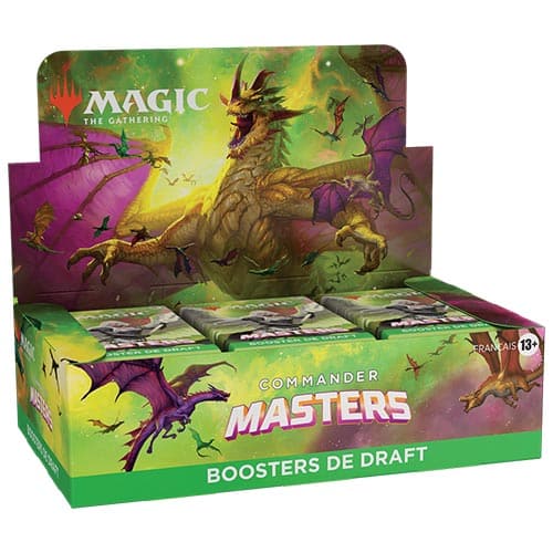 Découvrez la nouvelle extension de le Display de 24 boosters Draft Commander Masters VF composé de cartes aux illustrations magnifiques