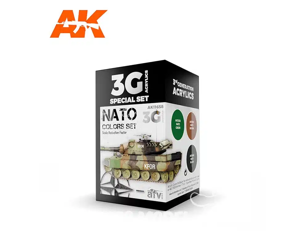 Nous avons choisi pour vous ce superbe AK 3G Nato Colors Set afin que vous puissiez découvrir la magnifique gamme de set AK 3G pour vos chars NATO