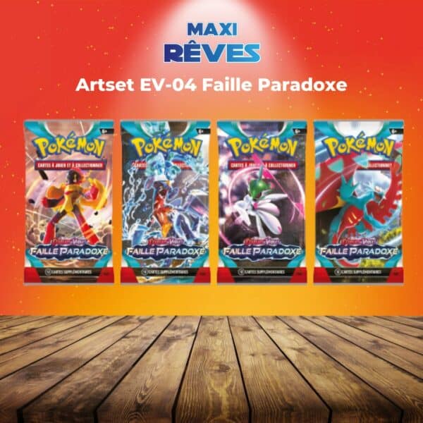 Pokemon Artset EV04 est un moyen simple et original de collectionner votre série préféré , tous les boosters sont sortis de displays ou de coffrets