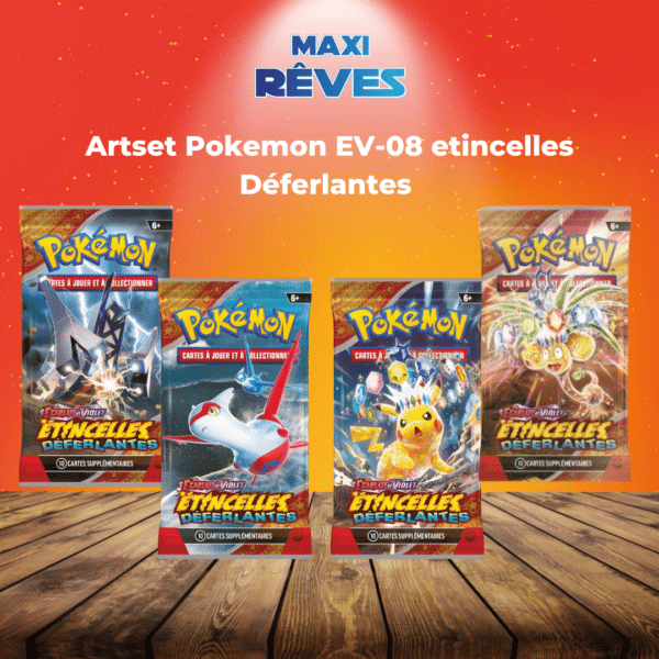 Pokemon Artset EV08 est un moyen simple et original de collectionner votre série préféré , tous les boosters sont sortis de displays ou de coffrets