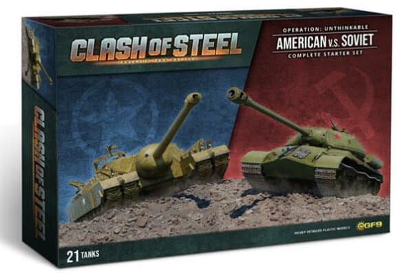 CS01 Clash of Steel American vs Soviet est l'excellent nouveau starter de GF9 vous permettant de realiser à l'echelle 1/100 de formidables combats de chars