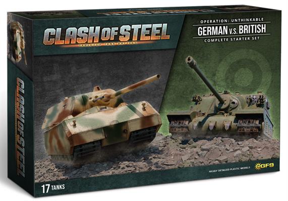 CS02 Clash of Steel : German vs British est l'excellent nouveau starter de GF9 vous permettant de realiser à l'echelle 1/100 de formidables combats de chars