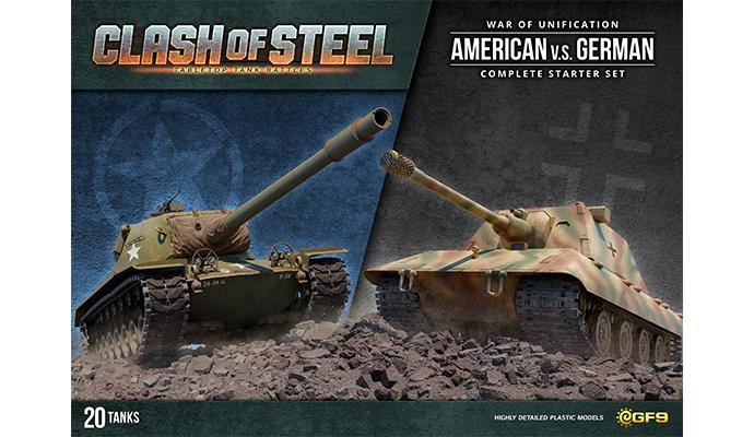 CS03 Clash of Steel American vs German est l'excellent nouveau starter de GF9 vous permettant de realiser à l'echelle 1/100 de formidables combats de chars