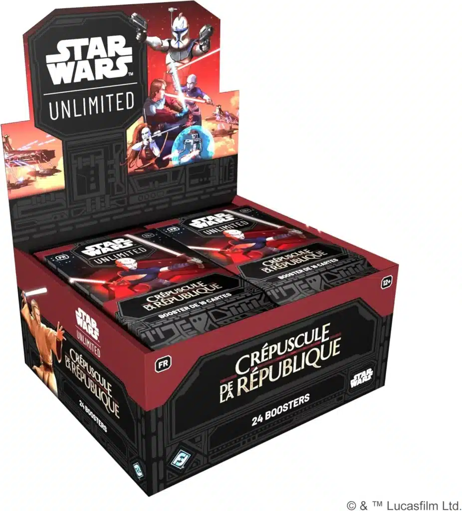 Crépuscule de la République est la 3 eme edition du formidable jeu de cartes Star Wars Unlimited , disponible en Booster Français et Anglais