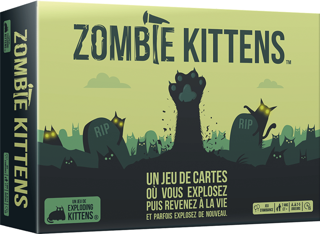 L'humour est omniprésent dans Exploding Kittens : Zombie Kittens, que ce soit à travers les illustrations déjantées et les textes des cartes