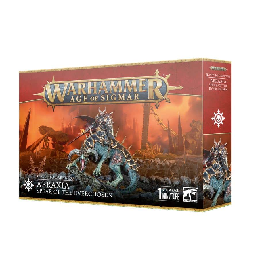 Decouvrez les nouvelles sorties de Games Workshop avec de nouvelles figurines avec les Slaves to Darkness Abraxia Spear of the Everchosen