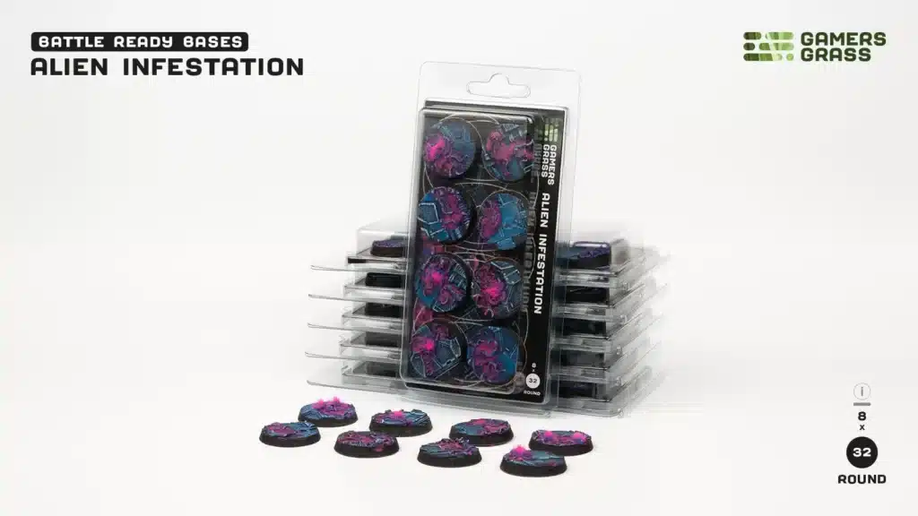 Socles Alien Infestation est un superbe set socles pour magnifier la peinture de figurines grâce à des socles fait et peint à la main par Gamergrass