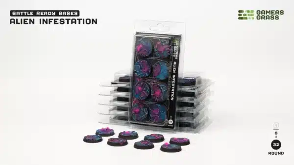 Socles Alien Infestation est un superbe set socles pour magnifier la peinture de figurines grâce à des socles fait et peint à la main par Gamergrass