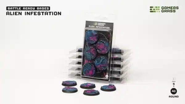 Socles Alien Infestation est un superbe set socles pour magnifier la peinture de figurines grâce à des socles fait et peint à la main par Gamergrass