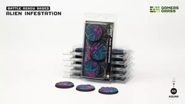 Socles Alien Infestation est un superbe set socles pour magnifier la peinture de figurines grâce à des socles fait et peint à la main par Gamergrass