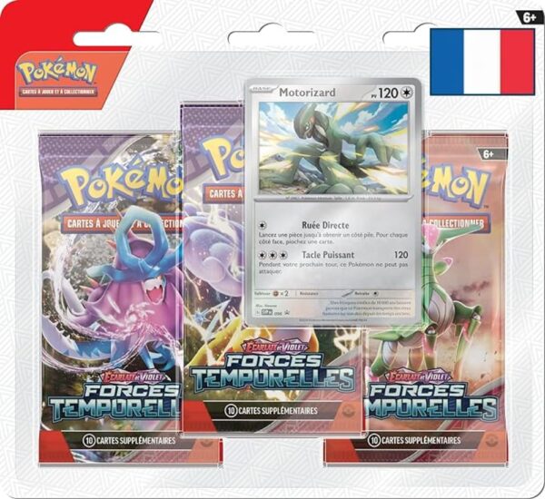 Découvrez la nouvelle édition de Pokemon Écarlate et Violet 05 forces temporelles, avec le Tri-pack : EV 05 a collectionner absolument