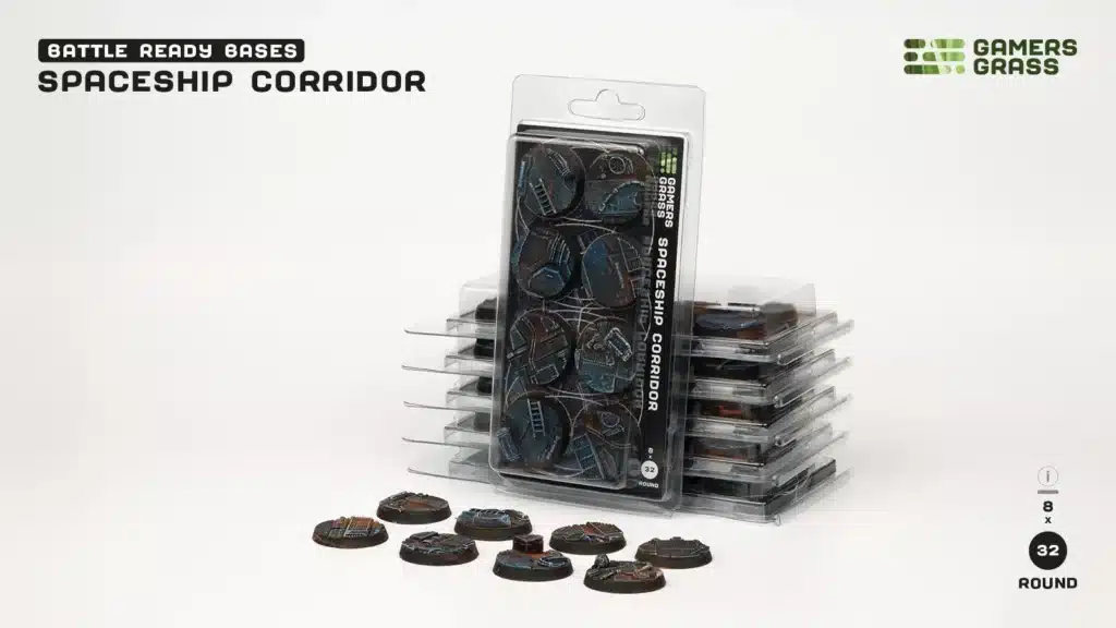 Socles Spaceship Corridor est un superbe set socles pour magnifier la peinture de figurines grâce à des socles fait et peint à la main par Gamergrass