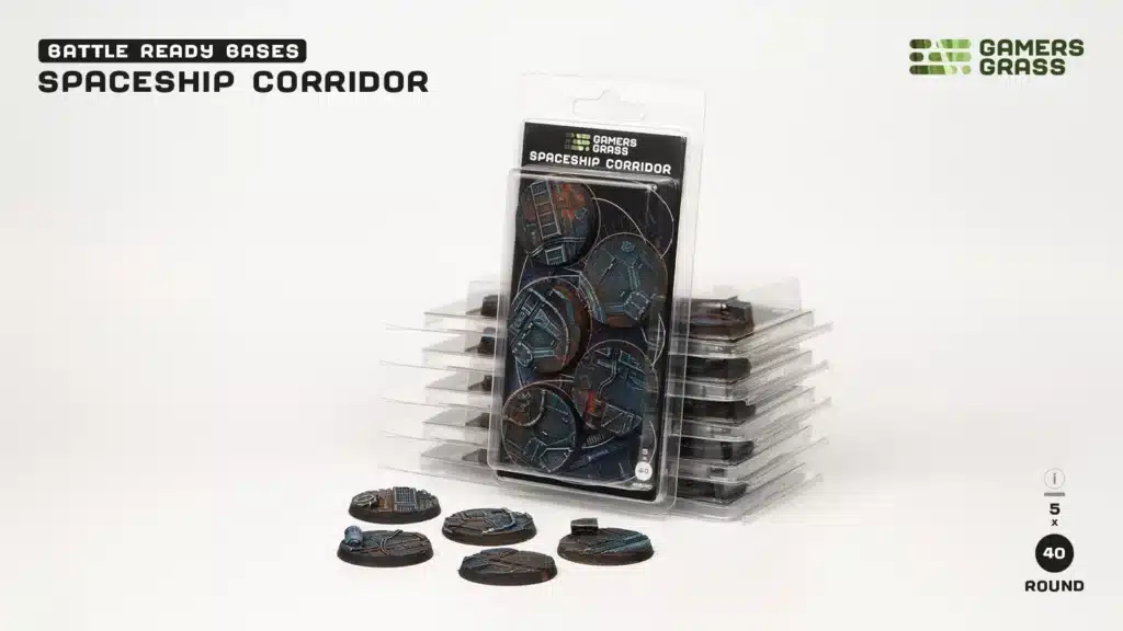 Socles Spaceship Corridor est un superbe set socles pour magnifier la peinture de figurines grâce à des socles fait et peint à la main par Gamergrass