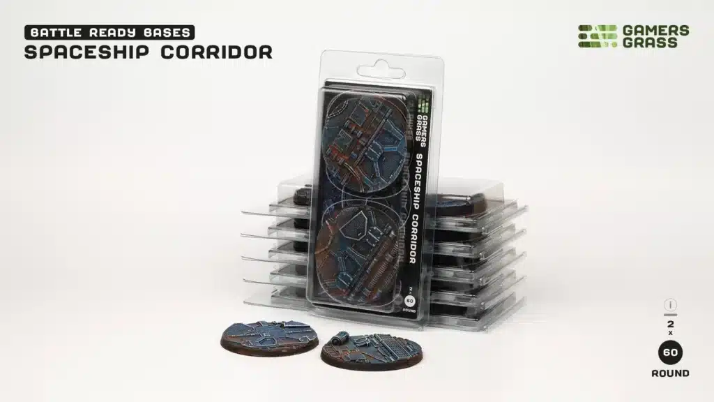 Socles Spaceship Corridor est un superbe set socles pour magnifier la peinture de figurines grâce à des socles fait et peint à la main par Gamergrass