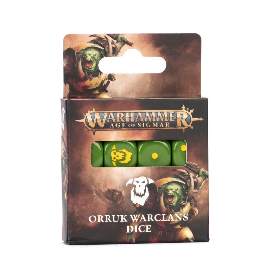 Découvrez le Orruk Warclans Dice Set une belle occasion de personnaliser encore un peu plus son armée Orruk Warclans pour Age of Sigmar