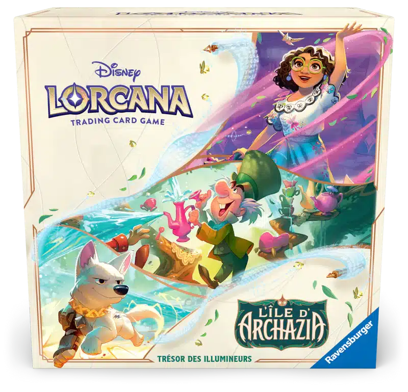 Lorcana Coffret Trove Chapitre 7 : Ile d'Archazia est un excellent moyen de collectionner ce chapitre avec ses nouveaux mecanismes de jeu