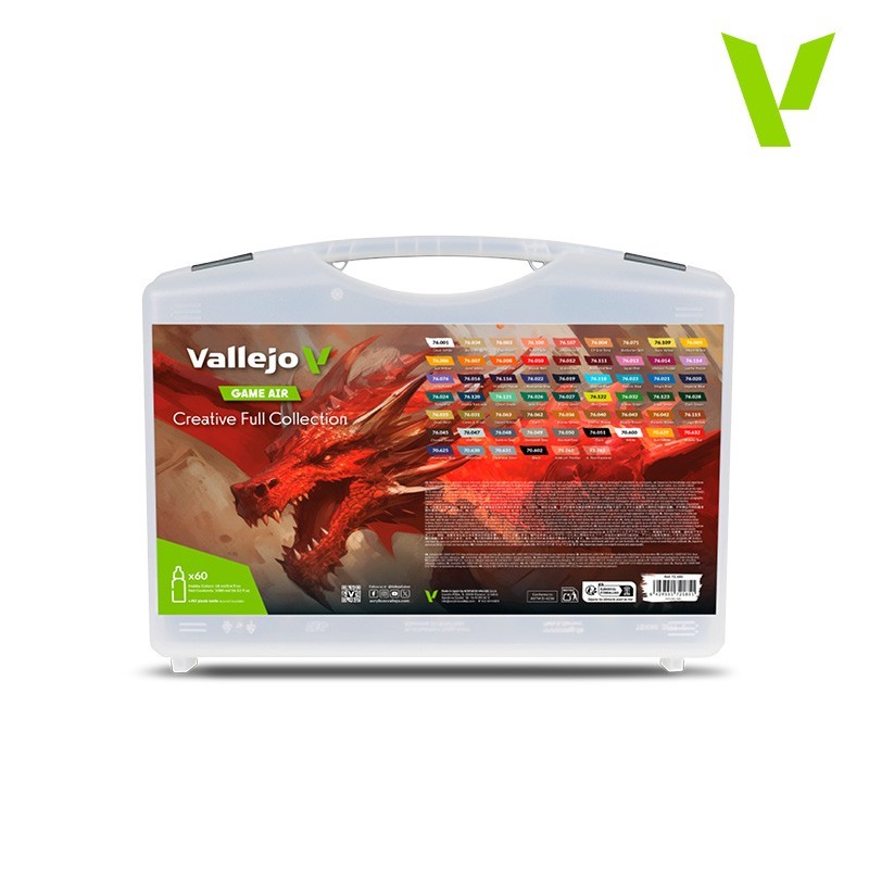 Découvrez la 72185 Mallette 60 teintes Game Air pour commencer ou compléter votre gamme de peinture Vallejo Game Air avec un large choix de couleurs