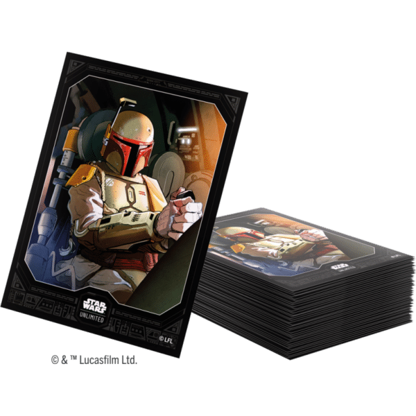 Jump to Lightspeed est la 4 eme edition du formidable jeu de cartes Star Wars Unlimited , découvrez les Sleeves Boba Fett de Gamegenic