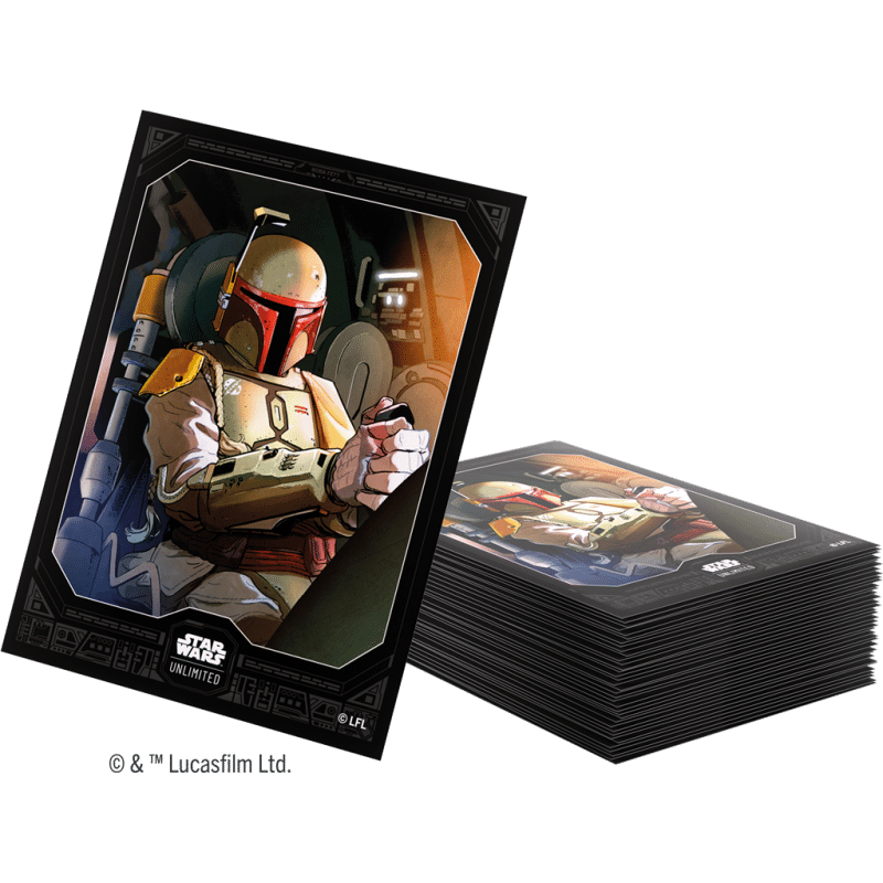 Jump to Lightspeed est la 4 eme edition du formidable jeu de cartes Star Wars Unlimited , découvrez les Sleeves Boba Fett de Gamegenic