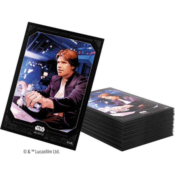 Jump to Lightspeed est la 4 eme edition du formidable jeu de cartes Star Wars Unlimited , découvrez les Sleeves Han Solo de Gamegenic