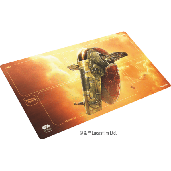 Jump to Lightspeed est la 4 eme edition du formidable jeu de cartes Star Wars Unlimited , découvrez la Playmat Fett's Firespray