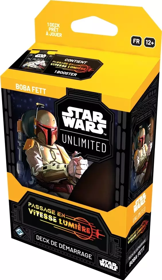 Jump to Lightspeed est la 4 eme edition du formidable jeu de cartes Star Wars Unlimited , retrouvez le Starter deck Boba Fett