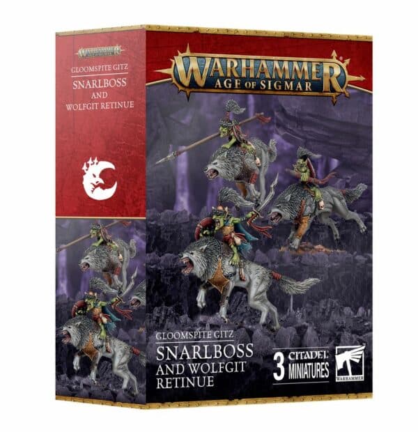 Decouvrez les nouvelles sorties de Games Workshop de cette semaine avec les Gloomspite Gitz Snarlboss and Wolfgit Retinue pour vos armées Gloomspite Gitz