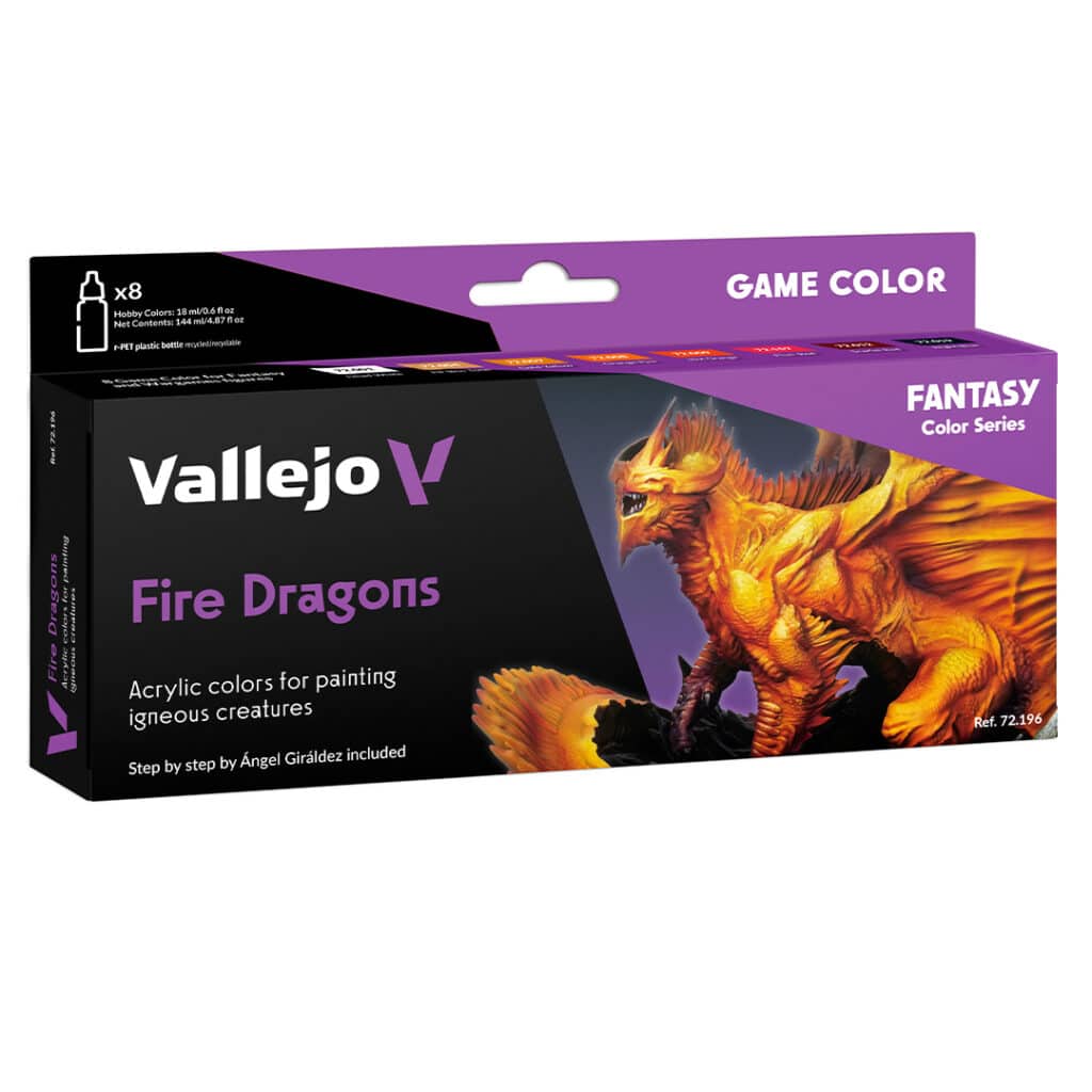 Game Color Fire Dragons fait partie des superbes nouveaus set de vallejo pour la peinture au pinceau ou a l'aero en la diluant