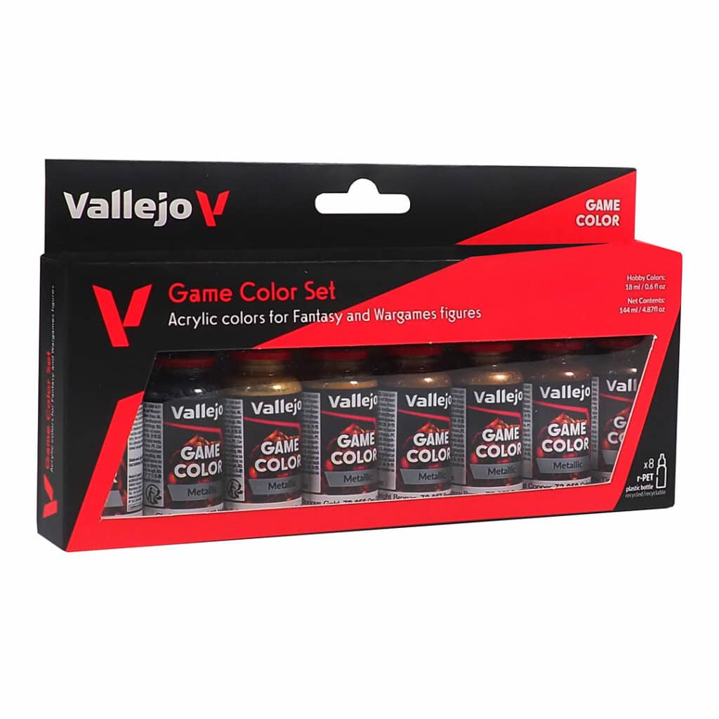 Game Color Set METALLIC fait partie des superbes nouveaux set de vallejo pour la peinture au pinceau ou a l'aero en la diluant