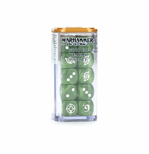 Wood Elf Dice accompagne les superbes sorties des Wood Elf pour le jeu Warhammer The Old World , cette armée rapide et mortelle