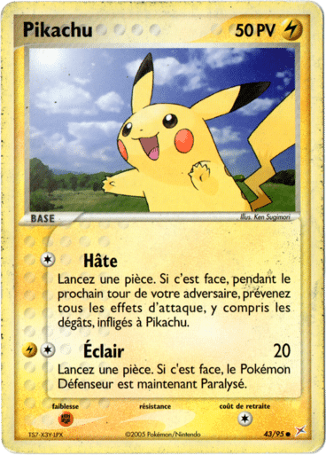 Pikachu reverse 43/95 Team magma vs Team Aqua est un moyen simple et original de collectionner votre série préféré. Les cartes sont protégées.