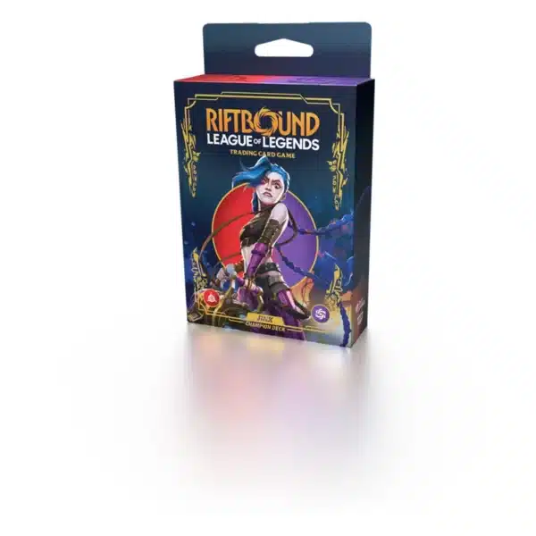 Découvrez le nouveau TCG Riftbound: League of Legends avec le Jinx Champion Deck accompagnant de multiples autres produits