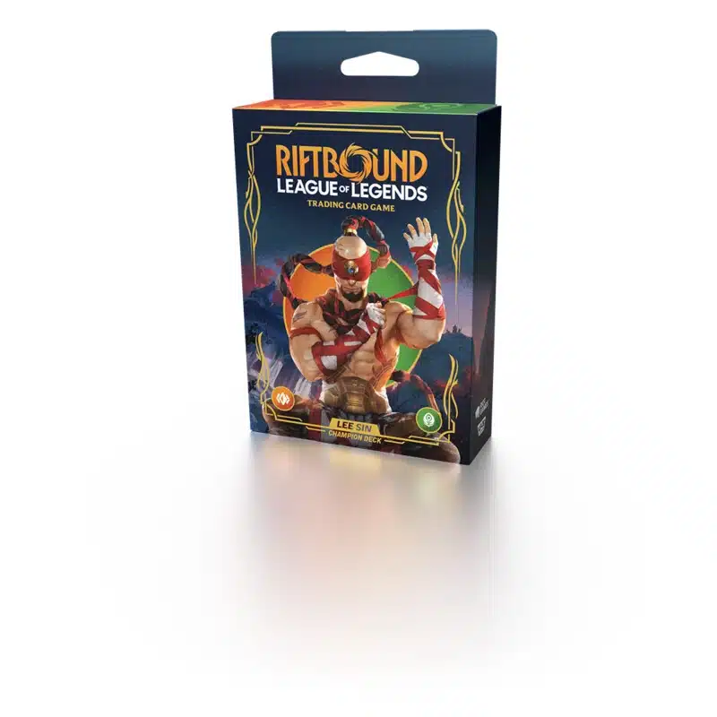 Découvrez le nouveau TCG Riftbound: League of Legends avec le Lee Sin Champion Deck accompagnant de multiples autres produits