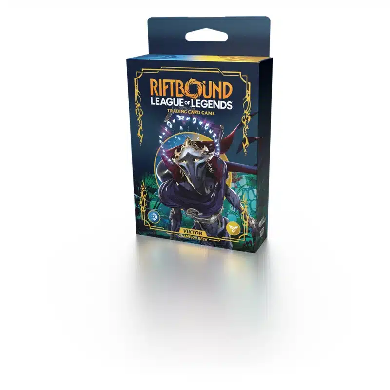 Découvrez le nouveau TCG Riftbound: League of Legends avec le Viktor Champion Deck accompagnant de multiples autres produits