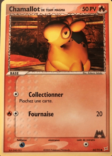 Chamallot reverse 64/95 Team magma vs Team Aqua est un moyen simple et original de collectionner votre série préféré. Les cartes sont protégées.