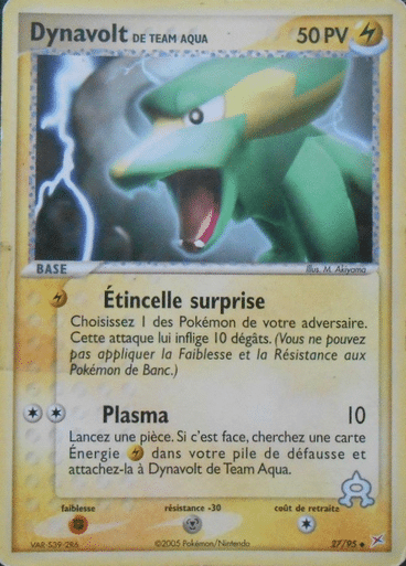 Dynavolt reverse 27/95 Team magma vs Team Aqua est un moyen simple et original de collectionner votre série préféré. Les cartes sont protégées.
