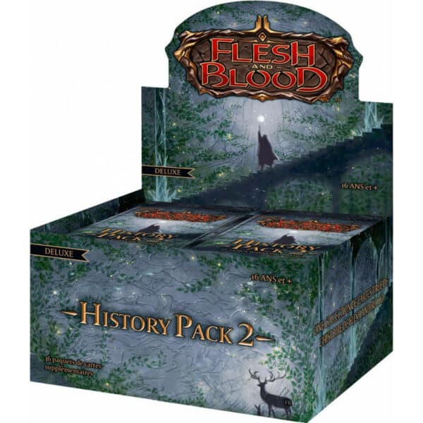 History Pack 2 : Display 36 boosters est une extension de Flesh and Blood TCG FR. La série comprend les extension "Monarch", "Tales of Aria" et "Everfest".