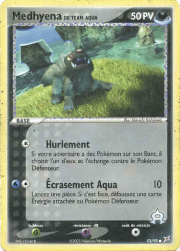 Medhyena reverse 55/95 Team magma vs Team Aqua est un moyen simple et original de collectionner votre série préféré. Les cartes sont protégées.